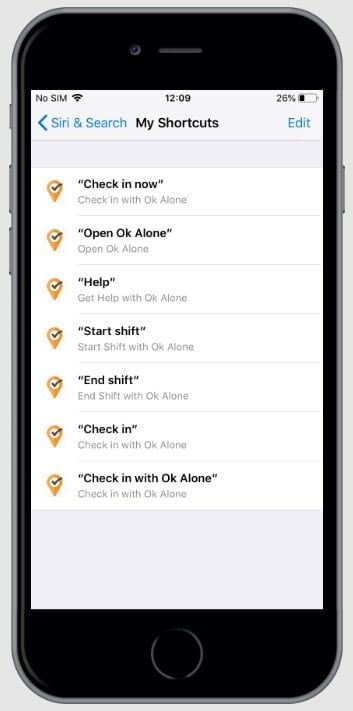 All the Siri lone worker shortcuts for Ok Alone lone working