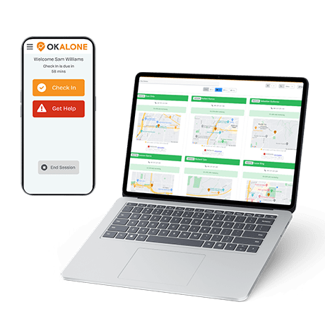 Dashboard and best lone worker app showing real-time location tracking