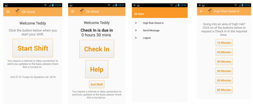 Ok Alone lone worker monitoring High Risk Check-ins