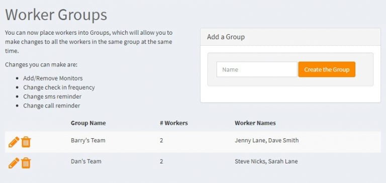 Worker Groups with Ok Alone lone worker monitoring