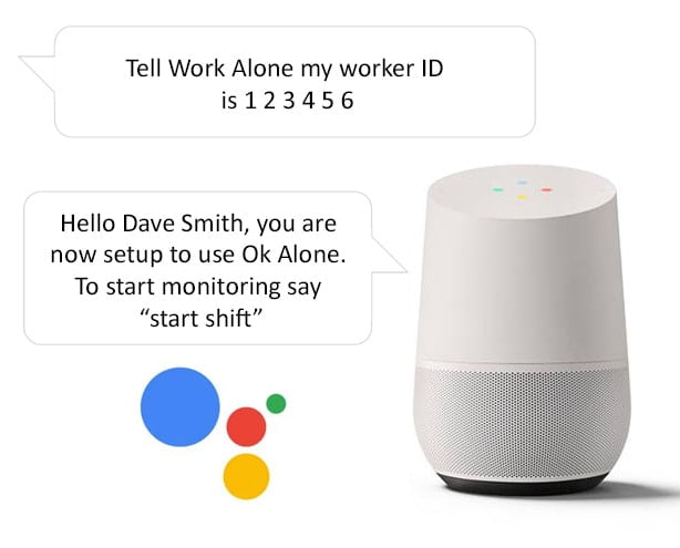 Set your worker ID for lone working with the Google Home smart speaker and Ok Alone