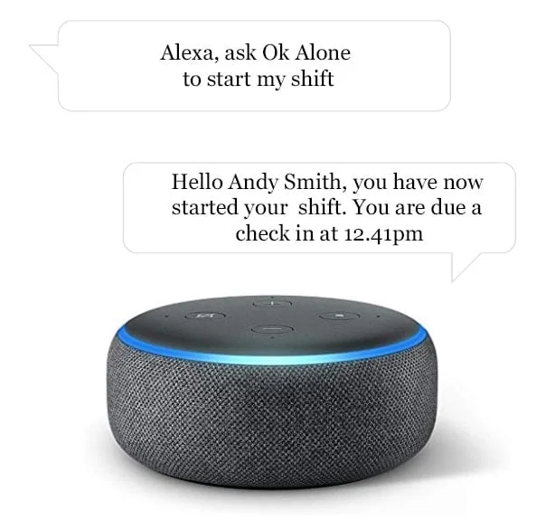 How to start your lone worker shift with Alexa and Ok Alone