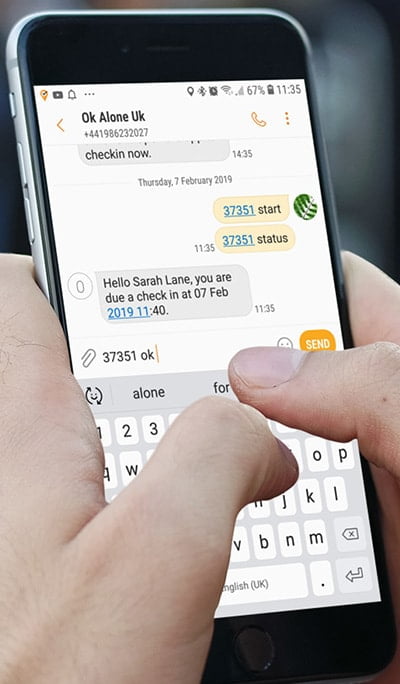 Check in with the Lone Worker sms