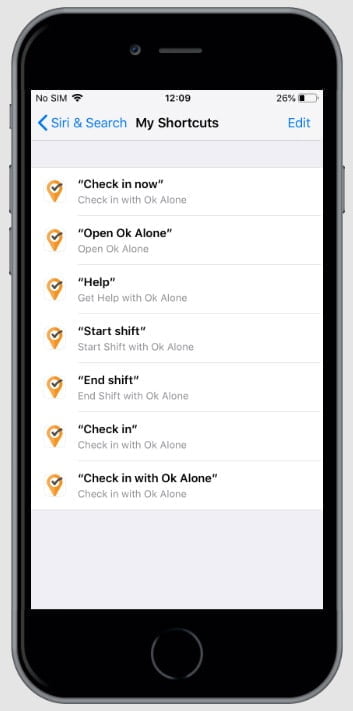 All the Siri lone worker shortcuts for Ok Alone lone working