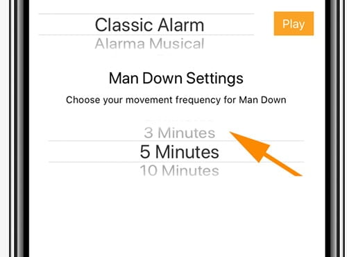 man down settings on an iphone