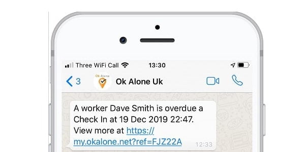 Monitors can get lone worker alerts in WhatsApp