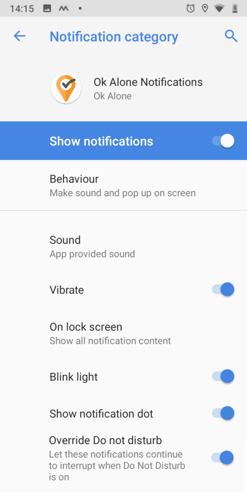 Check all the notification options are tuned on, including Override Do Not Disturb mode