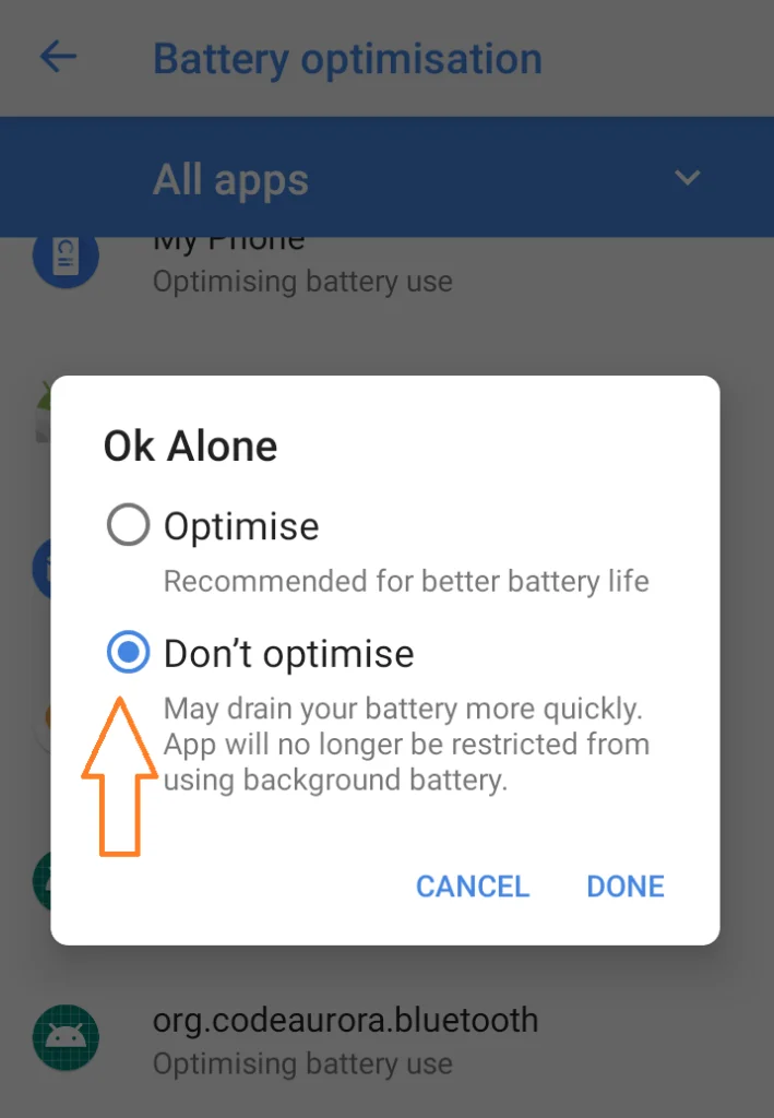 Choose the Don't Optomise option