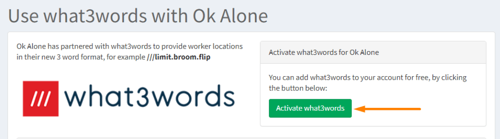 Activate what3words for lone workers in Ok Alone