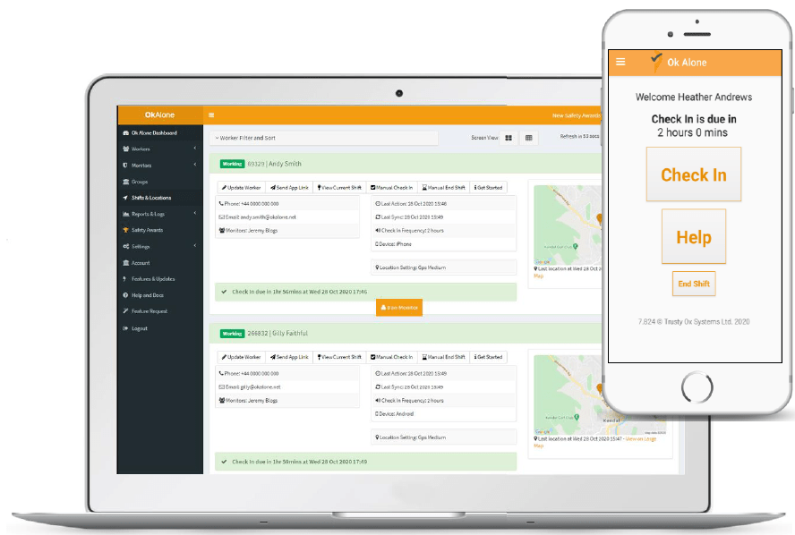 Lone Worker App and Dashboard