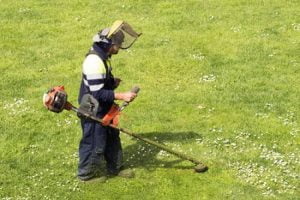 Lone working landscaper.