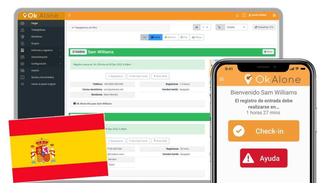 Lone Worker App & Safety Monitoring available in Spanish Ok Alone