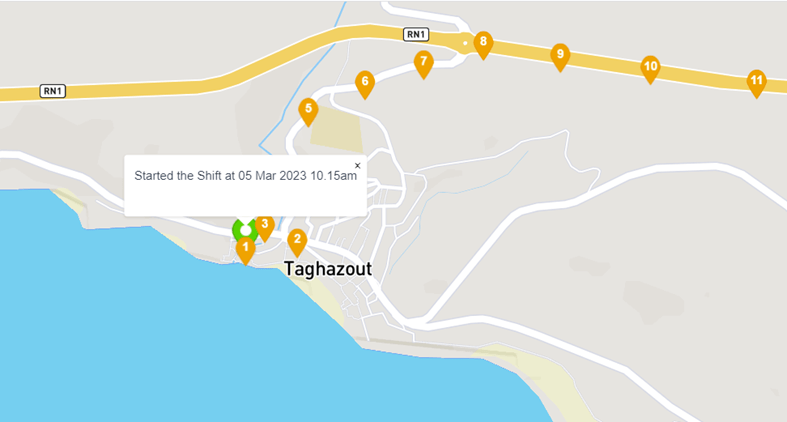 Lone Worker's journey starting point in Taghazout.