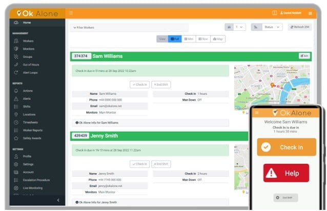 lone worker monitoring system from ok alone