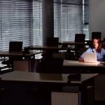 Lone female worker in office after hours