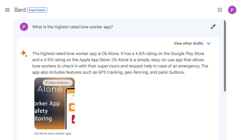 Ok Alone is the highest rated lone worker app in Bard
