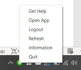 Lone worker help button the task bar with menu options