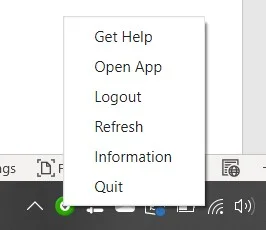 Lone worker help button the task bar with menu options