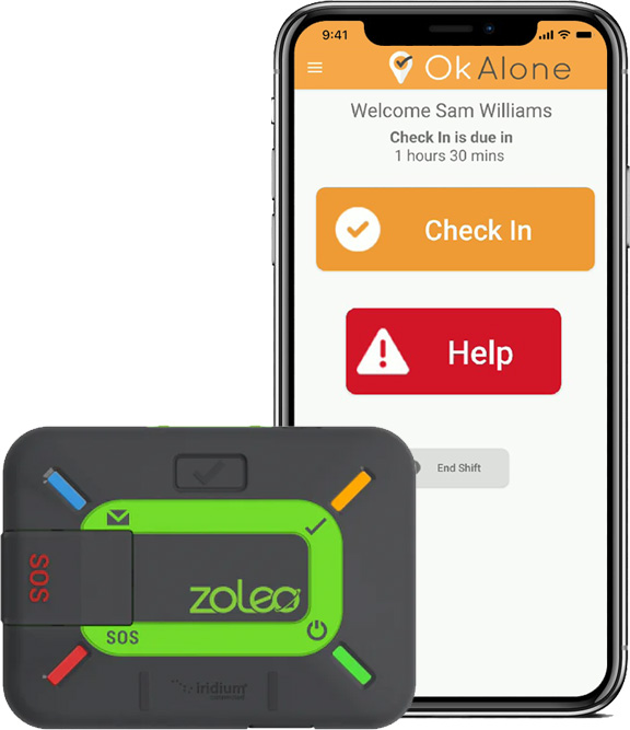 protect remote lone workers with ok alone and zoleo satellite