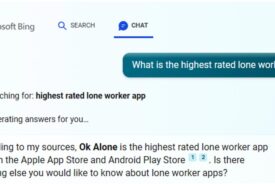 Ok Alone is the highest rated lone worker app in Bing Chat